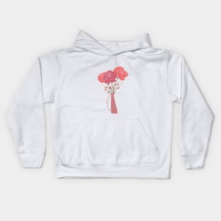 Pink Flower Bouquet in a Vase Kids Hoodie